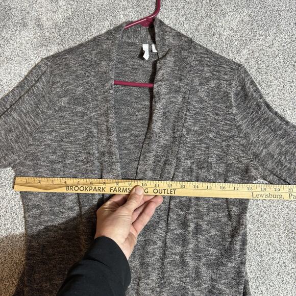 Lagenlook Cardigan Sweater Womens Large Open Front Roll Tab Sleeve Marled Knit - Picture 3 of 7